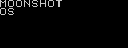 the word MOONSHOT above the letters OS, drawn in moonshot's own font on a black framebuffer: the first thing the kernel ever put on the screen.